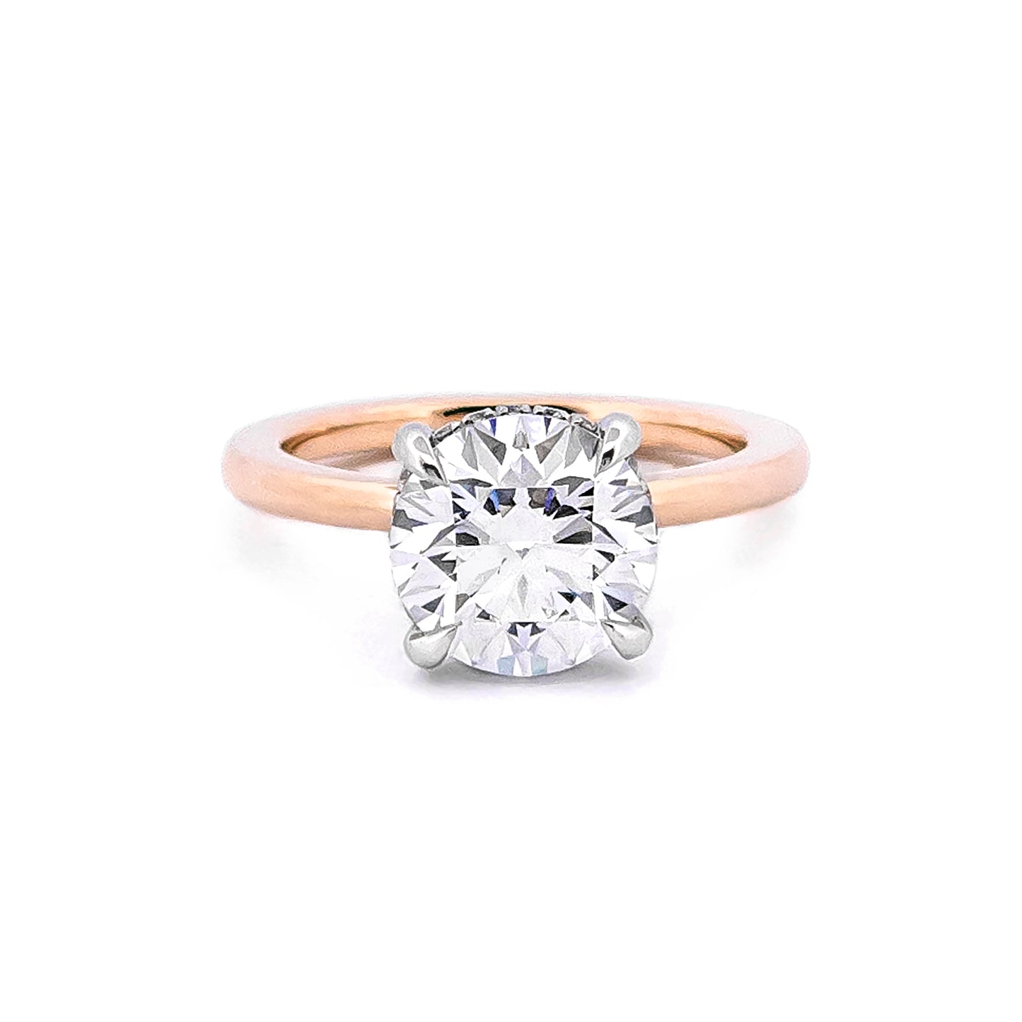 Round Engagement Ring with Hiding Halo