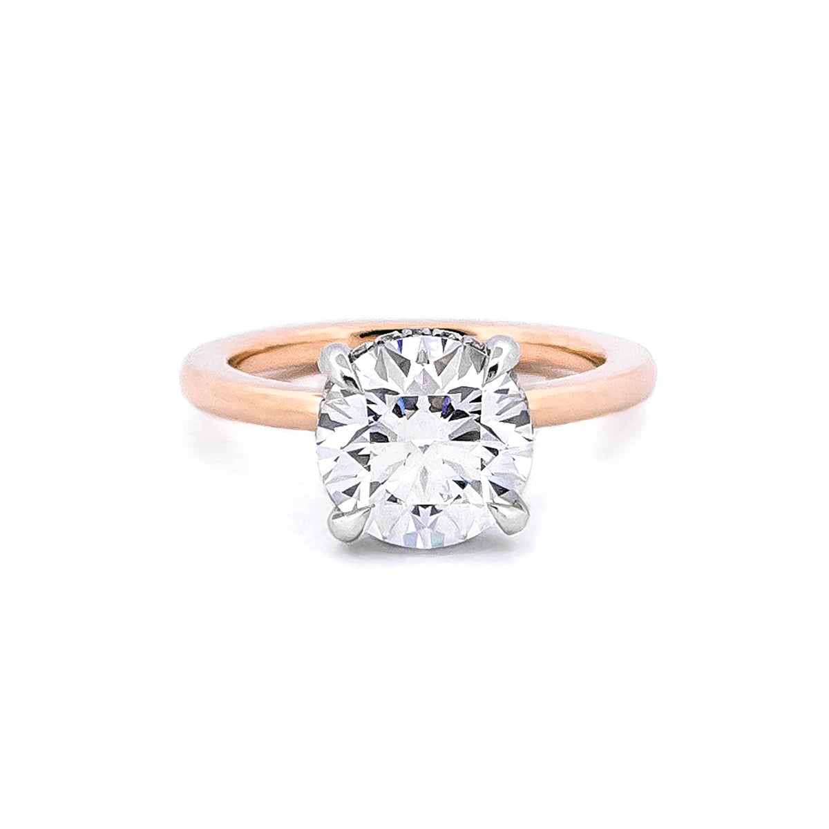 Round Engagement Ring with Hiding Halo