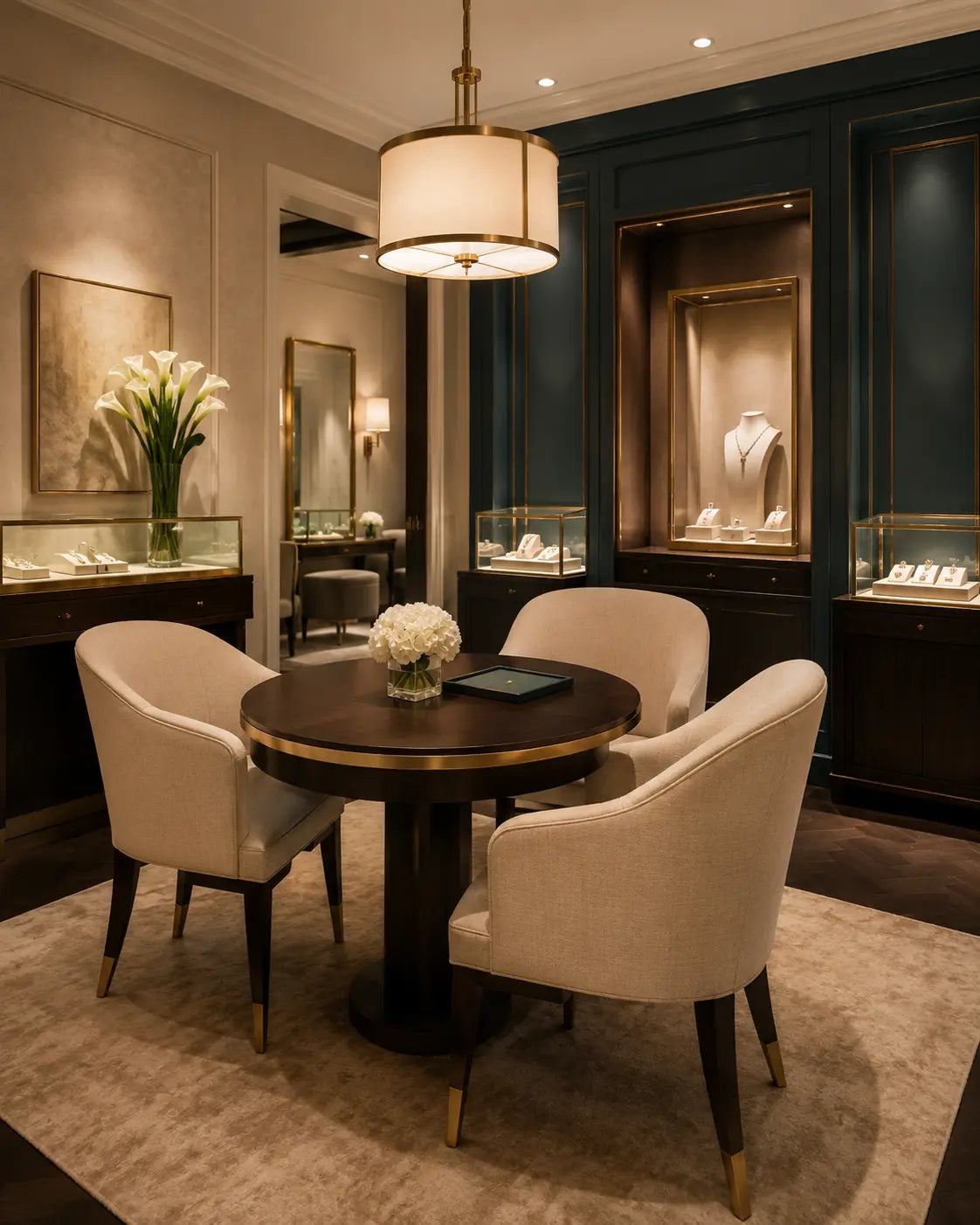Private jewelry consultation area at Mercer Jewelers